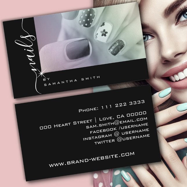 Cartão De Visita Modelo de Fotografia Assinatura de Caligrafia Eleg (Criador carregado)