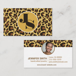 Cartão De Visita Modelo de Fotografia Monograma Impressão Leopard R