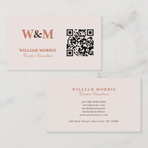 Cartão De Visita Modelo de Logotipo de Código QR de Terracota Elega