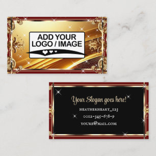 Cartão De Visita Modelo de logotipo luxuoso chique preto dourado vi