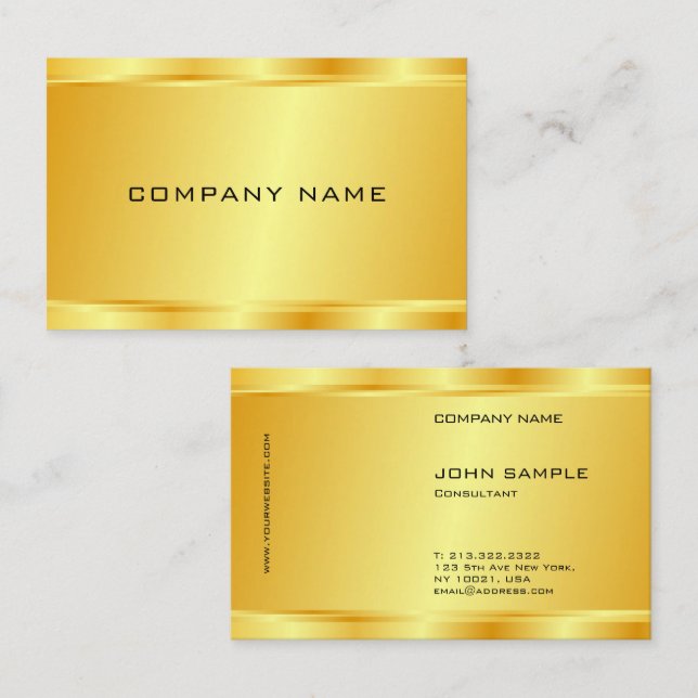 Cartão De Visita Modelo de luxo Dourado de Glamor Elegante moderno (Frente/Verso)