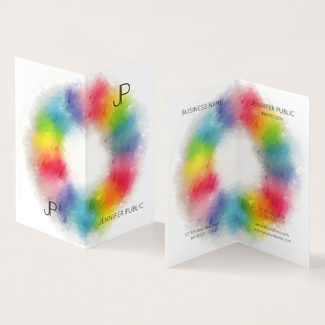 Cartão De Visita Modelo de Monograma Moderno Elegante (Interior e exterior)