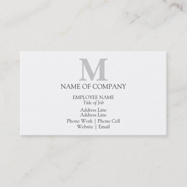 Cartão De Visita Modelo de Monograma Personalizado na moda (Frente)