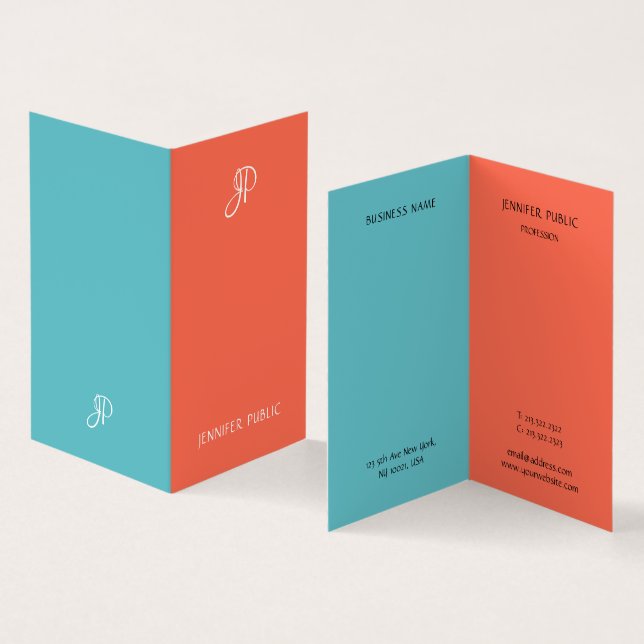 Cartão De Visita Modelo de Monograma Profissional de Cores Elegante (Interior e exterior)