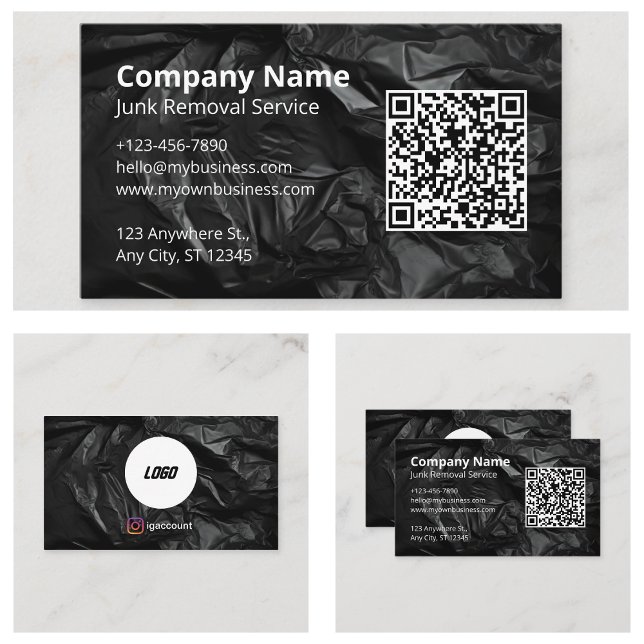 Cartão De Visita Modelo de remoção de lixo preto (Junk Removal Black Template Business Card
)