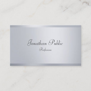 Cartão De Visita Modelo de Script de Caligrafia Elegante Faux Silve