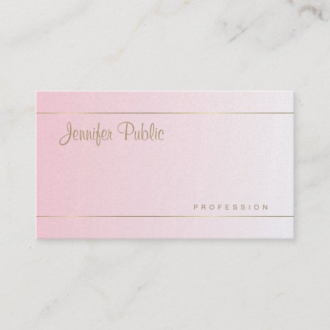 Cartão De Visita Modelo de Tendy Calligrafada com Script de Mão Ele (Frente)