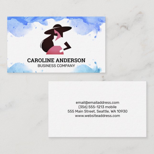 Cartão De Visita Modelo de vestuário de Na moda | Aquarela (Frente/Verso)