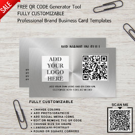 CARTÃO DE VISITA MODELO DESIGN DE CÓDIGO QR DO LOGOTIPO METAL PERSO