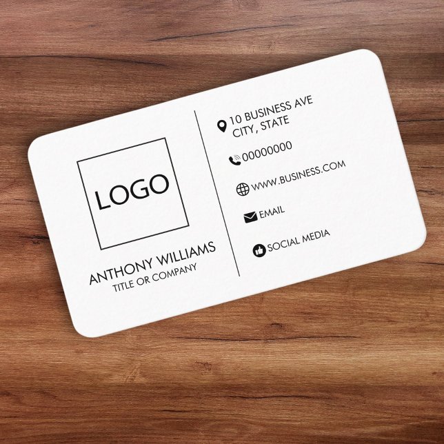 Cartão De Visita Modelo Design simples branco genérico (plain white generic design template business card with logo)