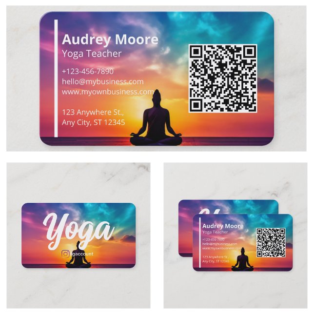 Cartão De Visita Modelo Design Yoga Yoga Studio (Modern Yoga Teacher Templates Design Yoga Studio Business Card
)