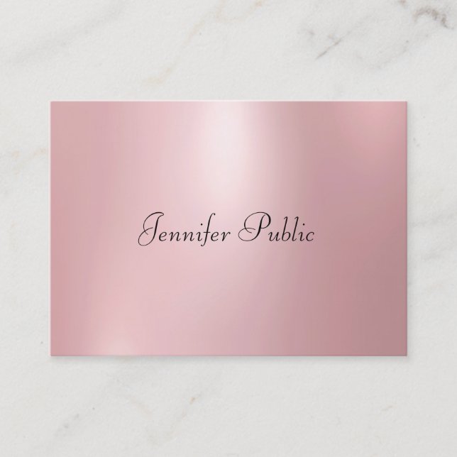 Cartão De Visita Modelo Dourado de Rosa de Escrita Manual Moderna (Frente)