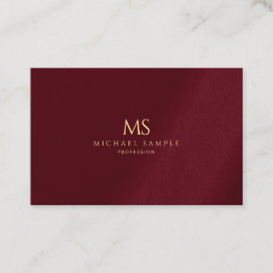 Cartão De Visita Modelo Elegante Bordô Monograma Ouro Luxo