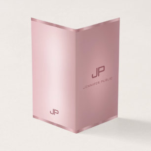 Cartão De Visita Modelo Elegante de Monograma Moderno Dourado Rosa