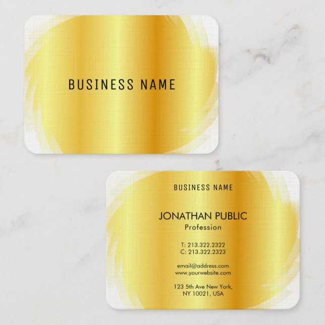 Cartão De Visita Modelo Elegante Moderno e Dourado (Frente/Verso)