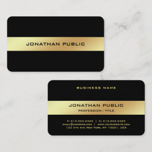 Cartão De Visita Modelo Elegante preto Dourado e preto com brilho