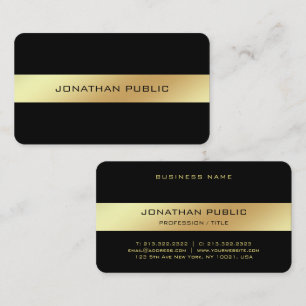 Cartão De Visita Modelo Elegante Preto e Dourado Personalizado