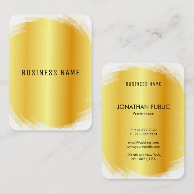 Cartão De Visita Modelo elegante profissional moderno e Dourado (Frente/Verso)