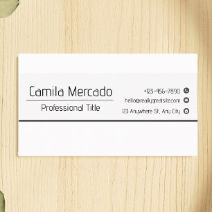 Cartão De Visita Modelo Executivo Simples Preto e Branco