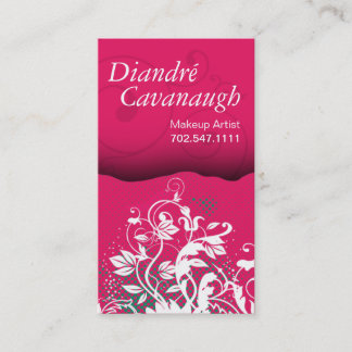 Cartão De Visita Modelo floral do maquilhador do Grunge da