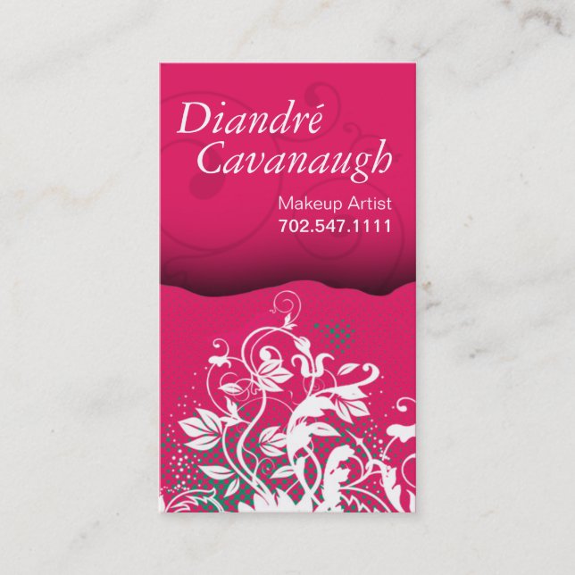 Cartão De Visita Modelo floral do maquilhador do Grunge da (Frente)