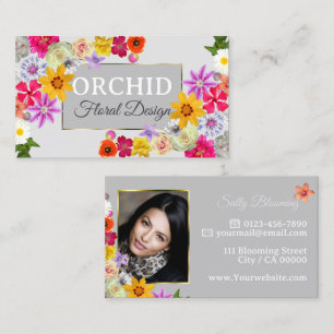 Cartão De Visita Modelo Fotográfico Elegante Flores Selvagens Doura