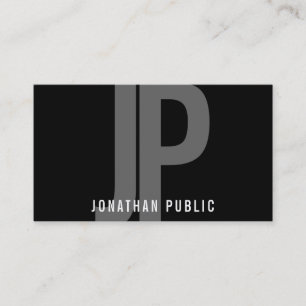 Cartão De Visita Modelo minimalista preto-branco-monograma moderno