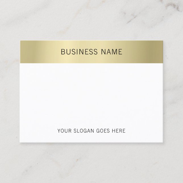 Cartão De Visita Modelo Mínimo Elegante Branco Dourado Moderno Faux (Frente)