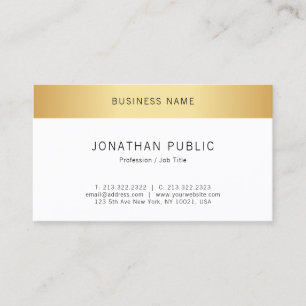 Cartão De Visita Modelo Mínimo Elegante Moderno e Dourado