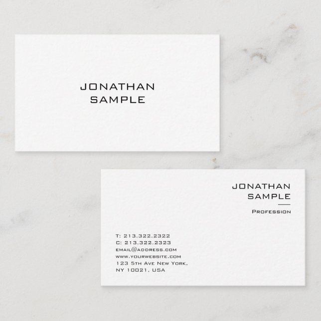 Cartão De Visita Modelo mínimo moderno profissional elegante (Frente/Verso)