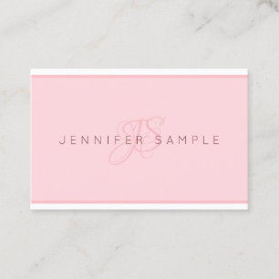 Cartão De Visita Modelo Mínimo Rosa Esbranquiçado Moderno Monograma