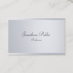 Cartão De Visita Modelo Modern Silver Elegante de Script Manuscrito