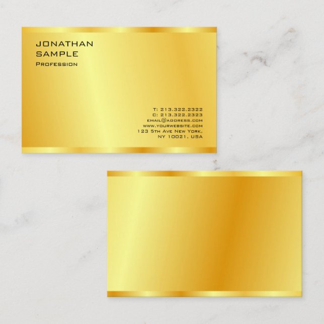 Cartão De Visita Modelo Moderno Elegante Dourado Faux (Frente/Verso)