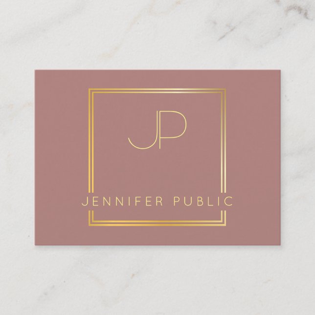 Cartão De Visita Modelo na moda Dourado Monograma Moderno Luxo (Frente)