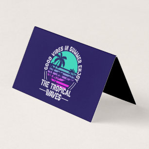 Cartão De Visita Modelo Personalizado de Verão Tropical Boas Vibraç