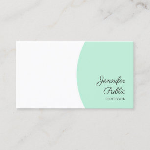 Cartão De Visita Modelo Personalizado Elegante Verde Menta Branco M