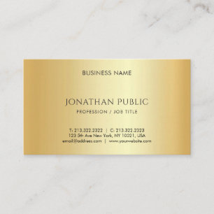 Cartão De Visita Modelo Personalizado Minimalista de Ouro Falso