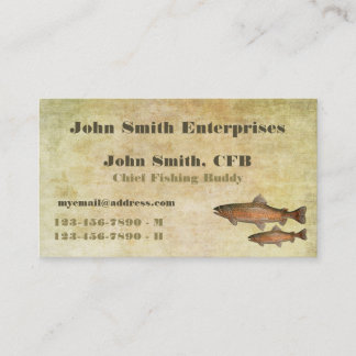 Cartão De Visita Modelo principal do amigo da pesca da truta