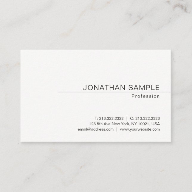 Cartão De Visita Modelo profissional simples e elegante moderno (Frente)