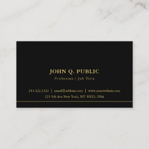 Cartão De Visita Modelo Simples Chic Profissional Preto e Dourado