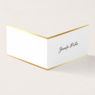 Cartão De Visita Modelo Simples de Letra de Mão Elegante Ouro Moder