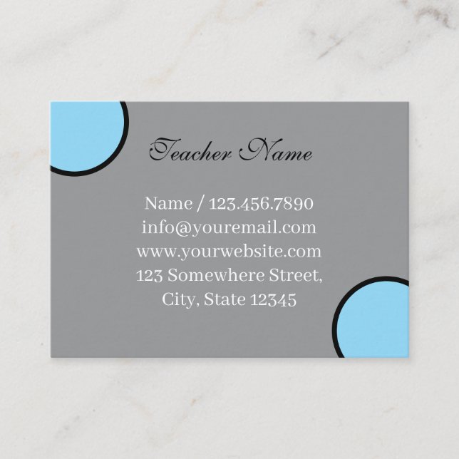 Cartão De Visita modelo simples de professor de cinza (Frente)