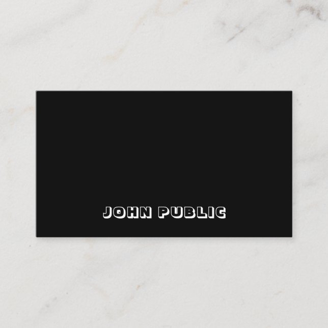 Cartão De Visita Modelo Simples e Elegante Branco preto preto B&W (Frente)