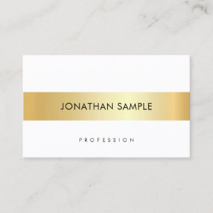 Cartão De Visita Modelo Simples Moderno Dourado Branco Elegante Per