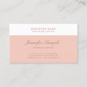 Cartão De Visita Modelo Simples Moderno Rosa Bege Branco Elegante