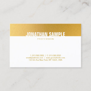 Cartão De Visita Modelo Simples Profissional Dourado Branco Elegant