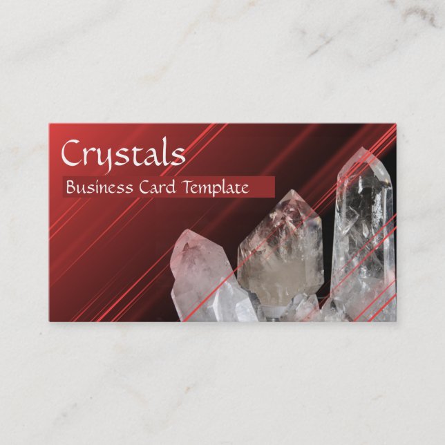 Cartão De Visita Modelo Vermelho com Cristais Quartz Branco (Frente)
