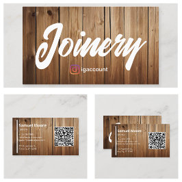 Cartão De Visita Modelos de Carpintaria Profissional Código QR