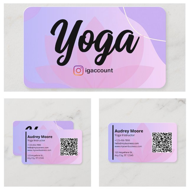 Cartão De Visita Modelos de Instrutor do Yoga Moderno (Modern Yoga Instructor Templates Business Card
)