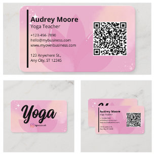 Cartão De Visita Modelos de Professor de Yoga Código QR